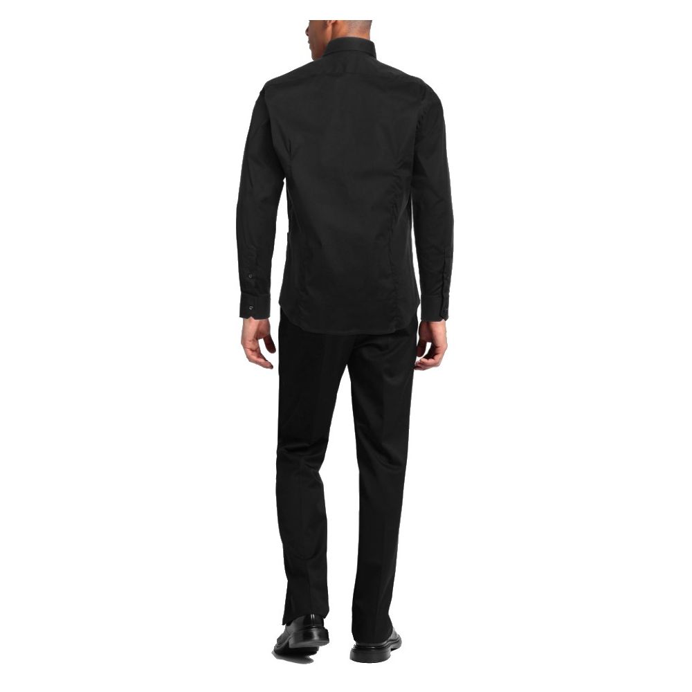 Aquascutum Elegant black cotton shirt with logo embroidery on the side